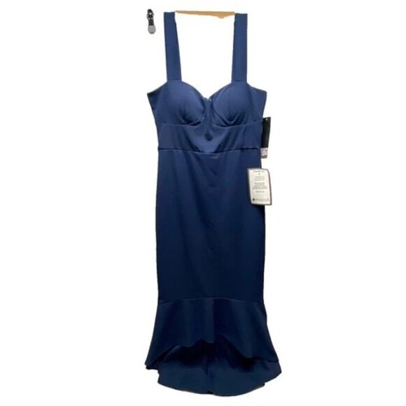 TRIXXI Junior's Formal Dress Sz 9 Navy Blue Fitted Sleeveless Prom Tolo $79 NWT - Picture 1 of 11